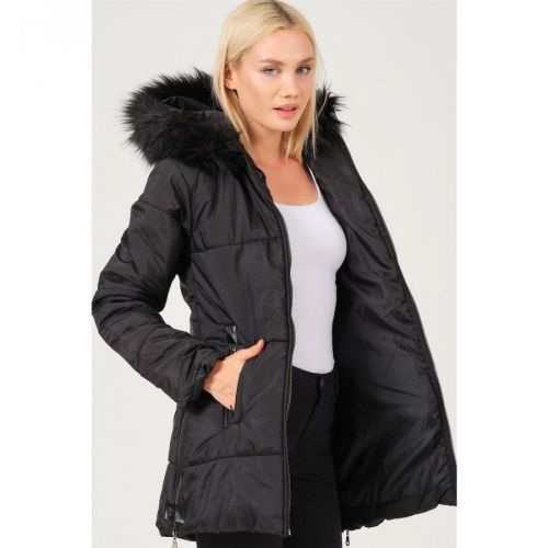 Z6668 DEWBERRY LADY COAT-LIGHT BLACK