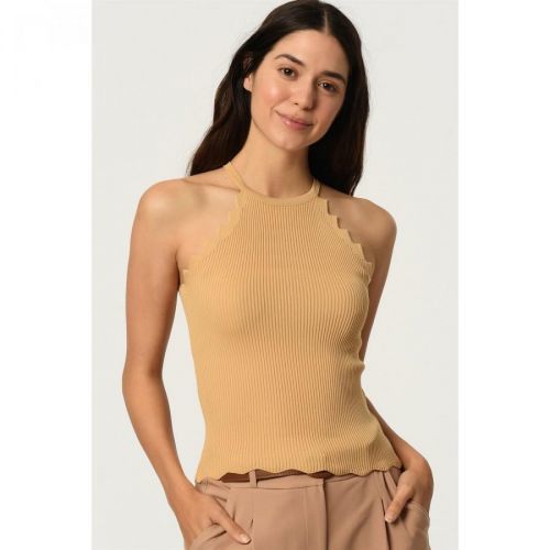 Z2022 DEWBERRY WOMEN'S KROP BLOUSE-ON CAMEL