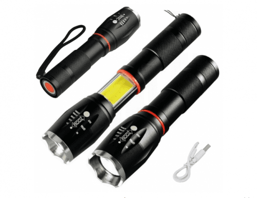 USB svietidlo LED typu XML-T6 s bočným svetlom COB 9W, dosah až 1 km