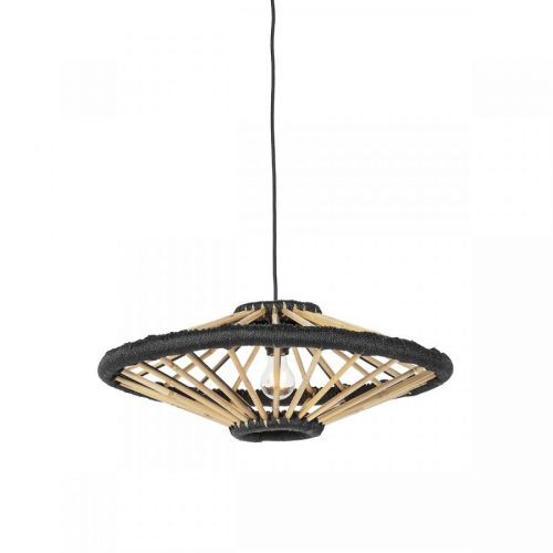 Oosterse hanglamp bamboe met zwart 60 cm - Evalin