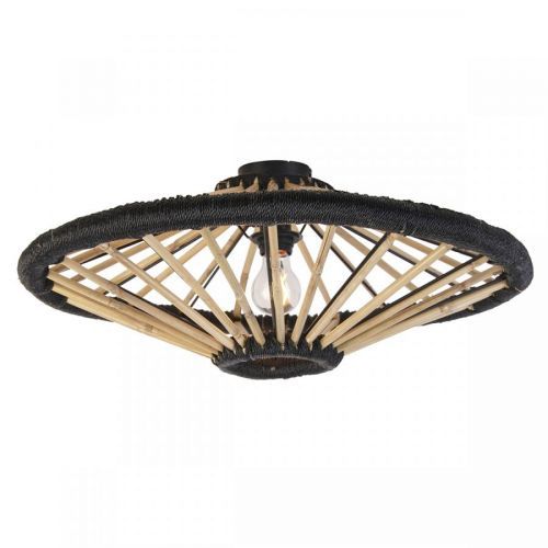 Oosterse plafondlamp bamboe met zwart 60 cm - Evalin
