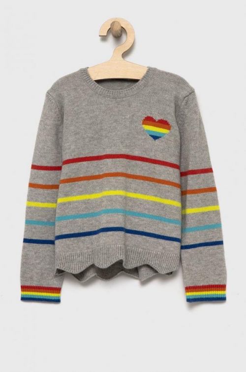Detský sveter United Colors of Benetton šedá farba, tenký