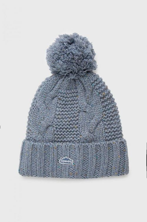 Čiapka s prímesou vlny Superdry z hrubej pleteniny,