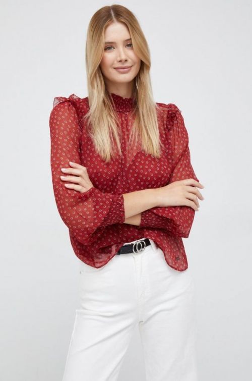 Blúzka Pepe Jeans dámska, červená farba, vzorovaná