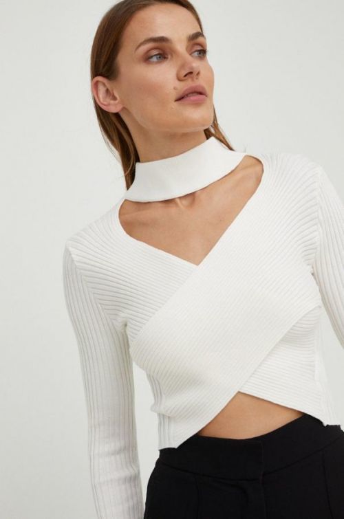 Sveter Answear Lab dámsky, béžová farba, tenký, s polorolákom