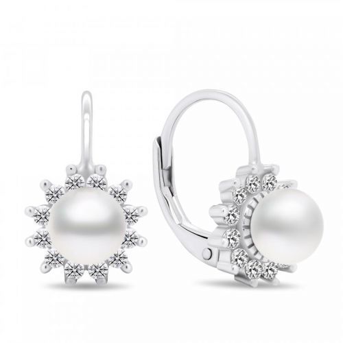 Brilio Silver Strieborné náušnice s perlami a zirkónmi EA426W