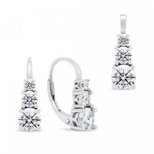 Brilio Silver Elegantný strieborný set šperkov so zirkónmi SET221W (náušnice, prívesok)