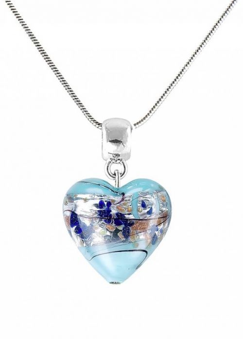 Lampglas Pôvabný náhrdelník Ice Heart s rýdzim striebrom v perle Lampglas NLH29