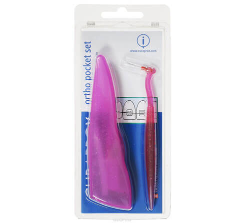 Curaprox Sada pre čistenie strojčeka (Ortho Pocket Set 07,14,18 + UHS) 451 pink