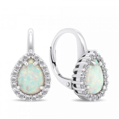 Brilio Silver Úžasné strieborné náušnice so zirkónmi a opálmi EA392W
