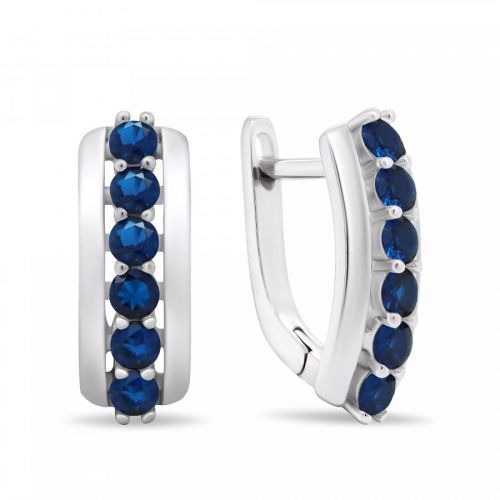 Brilio Silver Úžasné strieborné náušnice s tmavomodrými zirkónmi EA543WB