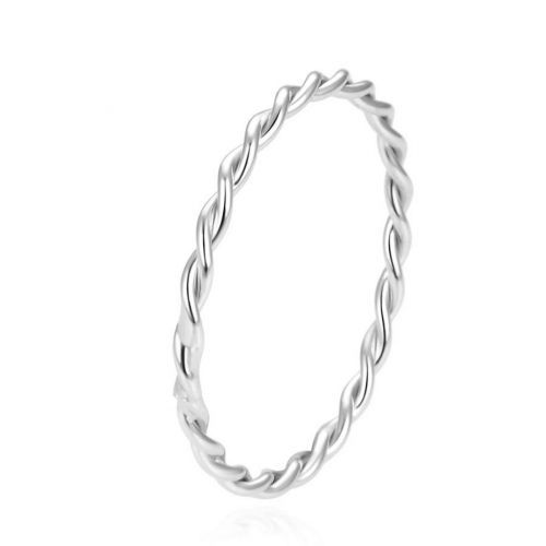 Beneto Minimalistický strieborný kroucený prsteň AGG315L 52 mm