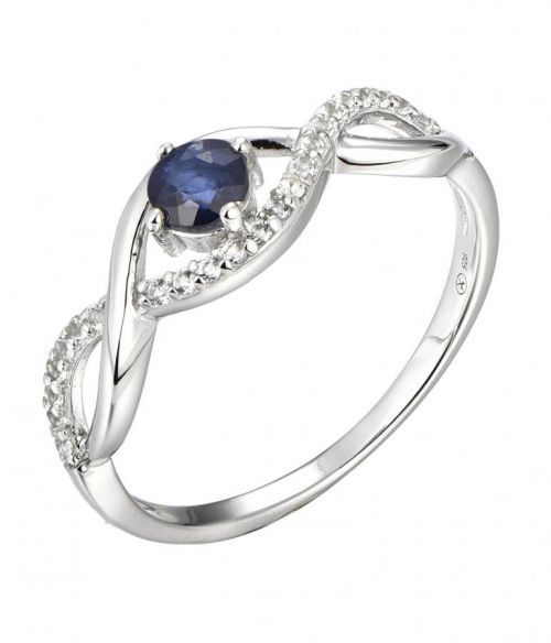 Brilio Silver Očarujúce strieborný prsteň so zafírom Precious Stone SR00716N 50 mm