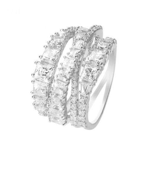 Swarovski Trblietavý trojradový prsteň Twist 584656 50 mm