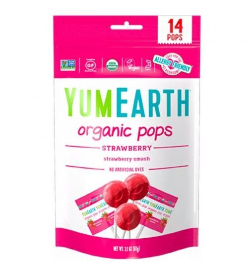 YumEarth Ovocné lízanky s príchuťou jahody BIO 14 ks