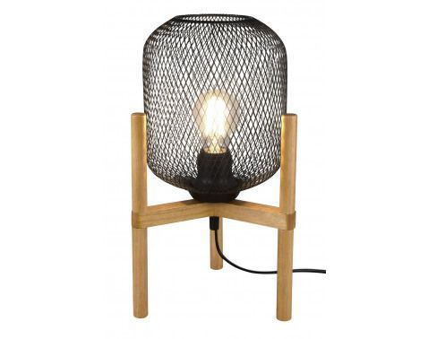 Stolová lampa Calimero, drevo, drôtené tienidlo%