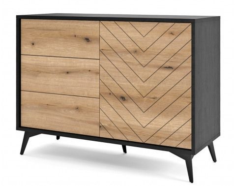 Úložná komoda so zásuvkami Diamond, čierna/dub%