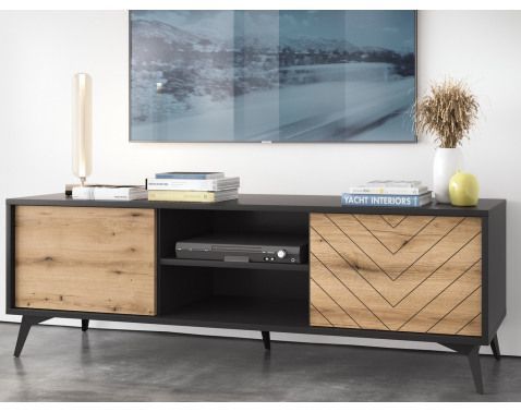 TV skrinka Diamond, čierna/dub%
