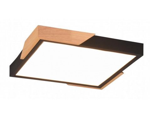 Stropné LED osvetlenie Meta 31 cm,drevo/čierny kov, hranaté%