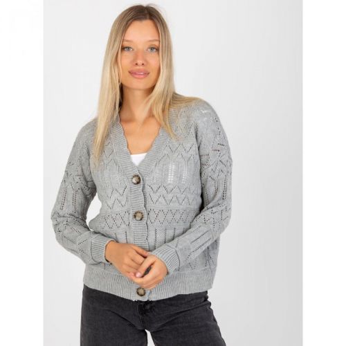 Gray openwork summer sweater with button closure RUE PARIS