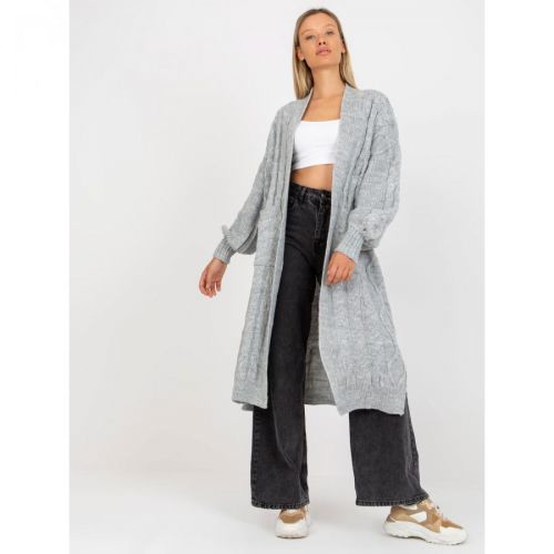 Gray maxi cardigan with braids RUE PARIS