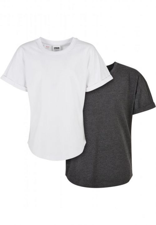 Urban Classics Boys Long Shaped Turnup Tee 2-Pack charcoal+white - 110/116