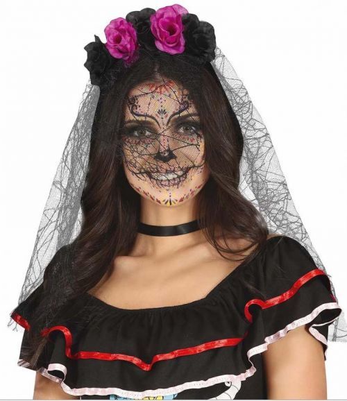 Guirca Čierny závoj s kvetmi