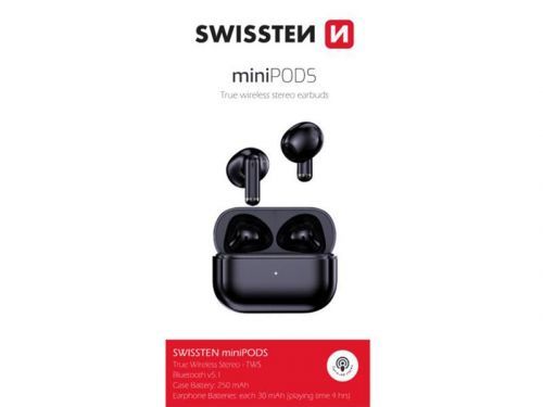 Slúchadlá Bluetooth SWISSTEN MINIPODS BLACK 54200100