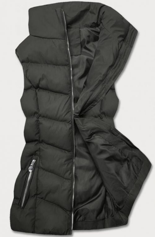 Perová dámska vesta v army farbe (5M719-136) khaki S (36)