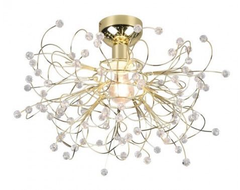 Stropné osvetlenie Gloria, mosadzné, imitácia krištáľov%