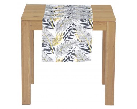 Behúň na stôl 40x150 cm, listy, biely%