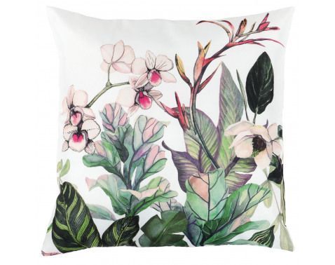 Dekoračný vankúš 45x45 cm, orchidea s listami, zamatový%