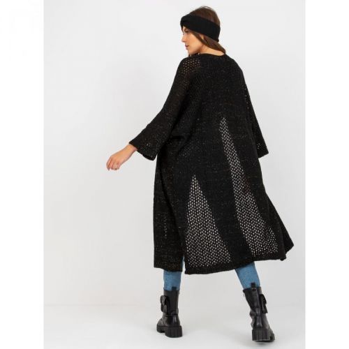 Black oversize long openwork cardigan OCH BELLA