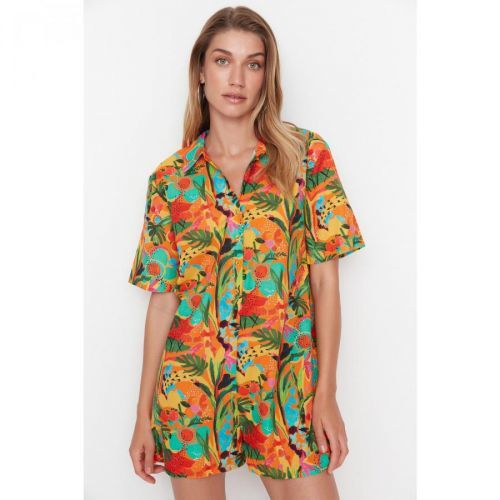 Trendyol Orange Floral Patterned Jumpsuit