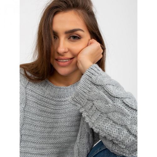 Gray sweater with braids and RUE PARIS wool