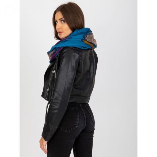 Women's blue scarf with a print