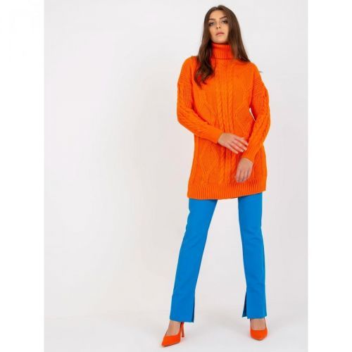 RUE PARIS orange mini dress knitted with braids