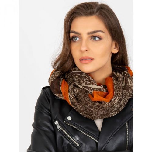 Brown scarf with a print