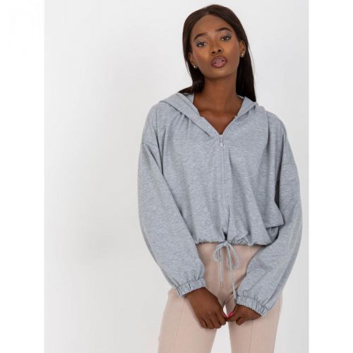 Gray melange short basic sweatshirt with RUE PARIS welt