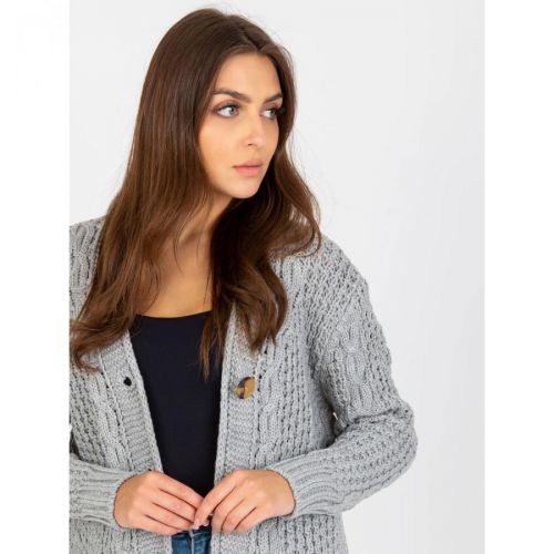Women's gray cardigan with RUE PARIS buttons