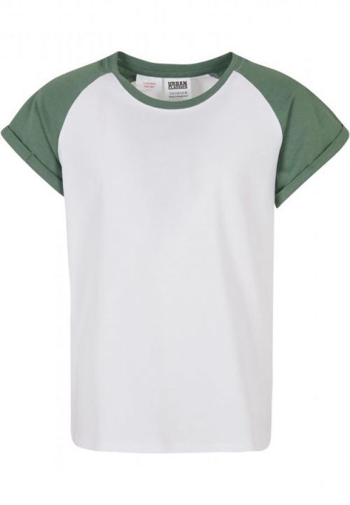 Urban Classics Girls Contrast Raglan Tee white/salvia - 110/116