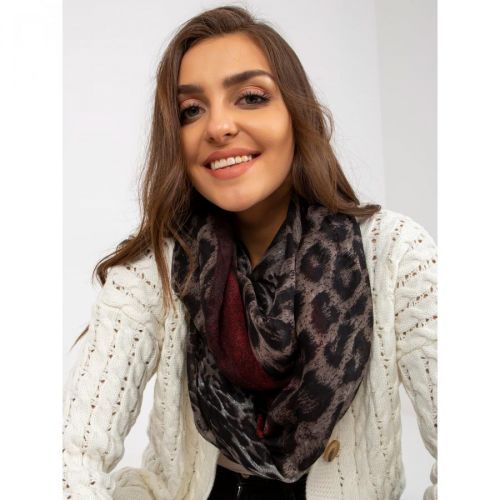Black and red scarf with an animal pattern