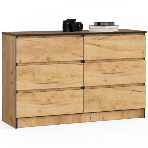 Komoda Kuba 120 cm 6 šuplíků dub craft