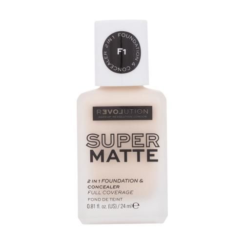 Revolution Relove Super Matte 2 in 1 Foundation & Concealer 24 ml make-up pre ženy F1 na veľmi suchú pleť