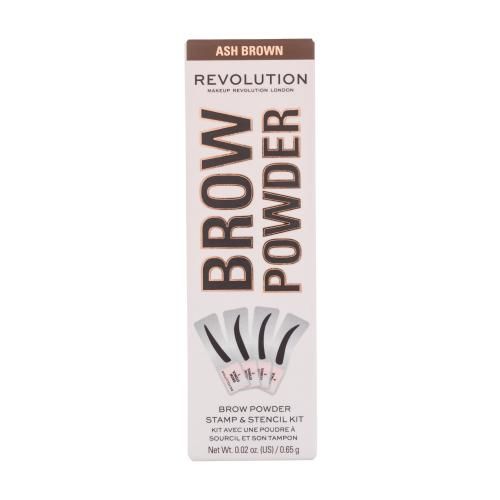 Makeup Revolution London Brow Powder Stamp & Stencil 0,65 g púder na obočie pre ženy Ash Brown