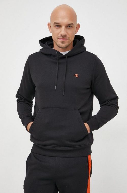 Mikina Calvin Klein Jeans pánska, čierna farba, s kapucňou, s nášivkou