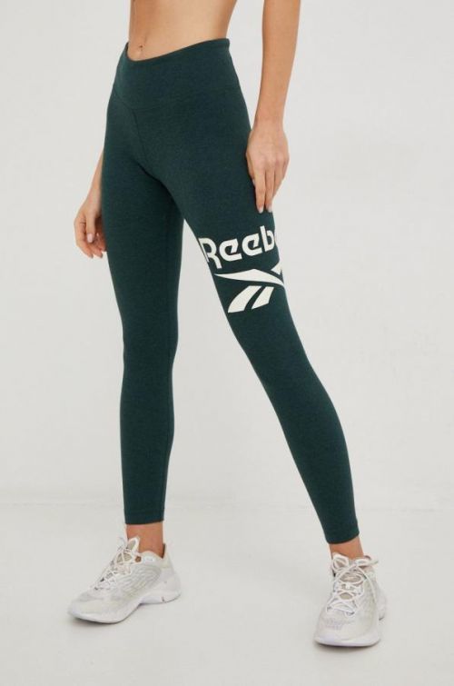 Legíny Reebok dámske, zelená farba, s potlačou