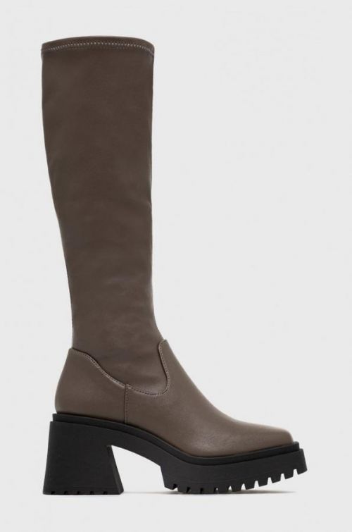Vysoké čižmy Steve Madden Jetstream dámske, hnedá farba, na podpätku,