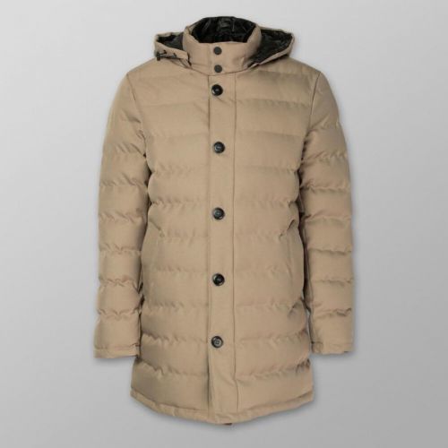 Pánska prešívaná bunda béžovej farby s kapucňou 14397