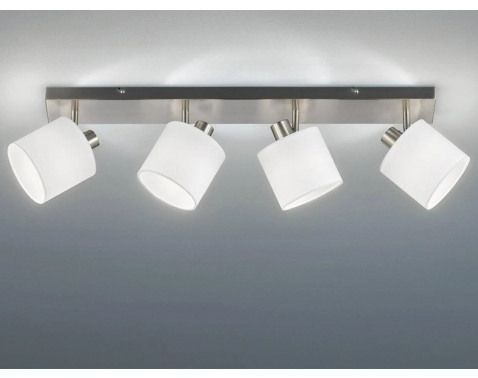 Stropné osvetlenie Tommy, 4 svietidlá, matný nikel/biela látka%